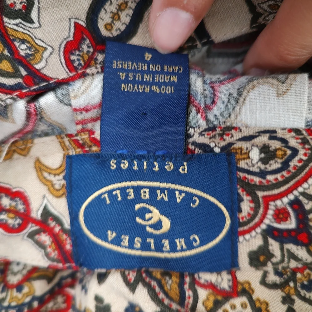 Vintage tan and red paisley print pleated skirt - Picture 3 of 9